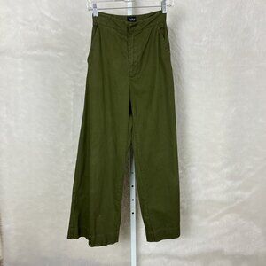 Esby Green High Waisted Wide Leg Organic Cotton Pants 2